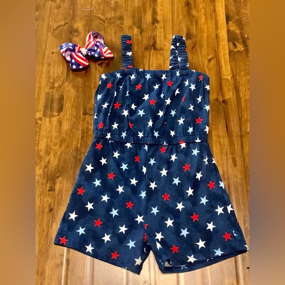 🌟EUC Old Navy⚓️ 4th of July/Patriotic Swimsuit with Romper Cover Up🇺🇸🧨 Sz 4T - Picture 2 of 7